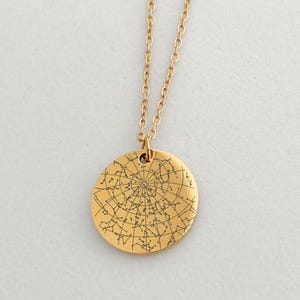 Custom Star Map Necklace, Personalized Starmap by Date and Location, Anniversary Gift For Her, Christmas Birthday Gift, Valentine&#39;s Day Gift