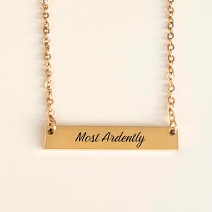 Most Ardently Necklace, Jane Austen Book Jewelry Gift For Her, Pride And Prejudice, Bookish Gift, Christmas Gift, Birthday Gift For Friend