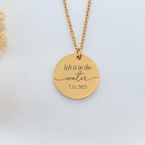 Left It In The Water Baptism Necklace: Personalized Christian Jewelry, Baptized Date Pendant