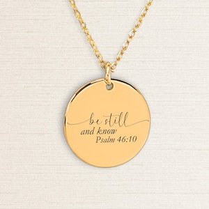 Be Still And Know, Psalm 46:10 Necklace, Bible Verse Engraved Jewelry, Scripture Christian Gift