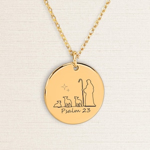 Psalm 23 Necklace: Engraved Christian Jewelry, Protection Bible Verse