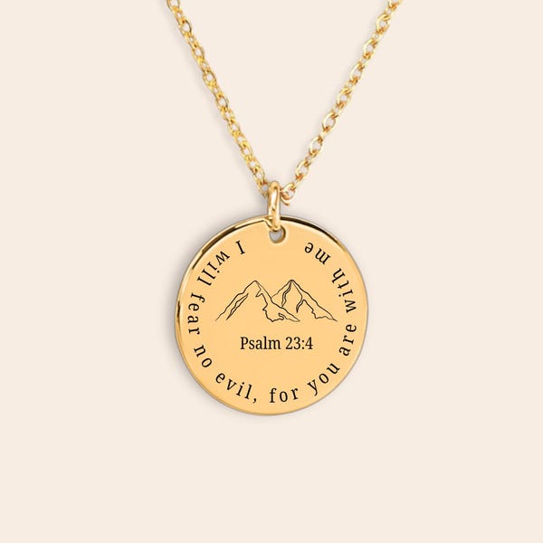 Psalm 23:4 Halsband, Skyddande Kristna Smycken, Anpassat Graverat Halsband För Henne, Styrka Och Mod Bibelvers, Julklapp