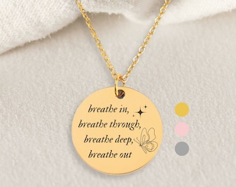 Breathe In Breathe Out Necklace, Taylor's Inspired Jewelry Gift For Her, Labyrinth Necklace Gift For Daughter, Tough Times Gift For Friend