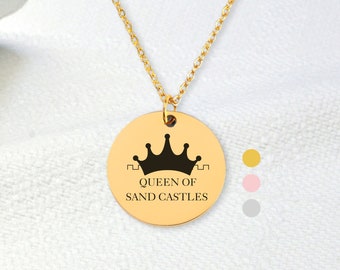 Queen Of Sand Castles Necklace, Taylor's Inspired Jewelry Gift For Her, Engraved Necklace Gift For Swifties, Gift For Friend