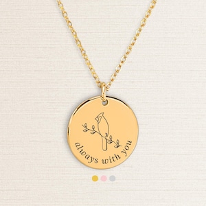 Kardinal-Halskette, immer bei Ihnen, kundenspezifisches Schmuck-Geschenk für sie, Kardinal-Memorial-Halskette, Weihnachtsgeschenk