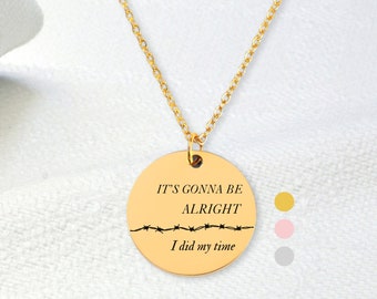 It's Gonna Be Alright Necklace, Taylor's Inspired Jewelry Gift, Out The Slammer Engraved Necklace Gift, Encouragement Gift For Friend