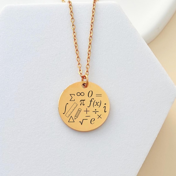 Math Necklace: Mathematical Symbols Engraved Jewelry For Mathematicians, Engineers, Teachers