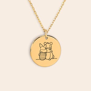 Puh och Nasse halsband, Nalle Puh specialgraverade smycken present till henne, vänskapshalsband, julklapp till vän