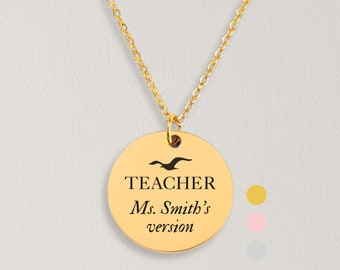 Personalized Teacher Necklace, Taylor's Inspired Engraved Jewelry Gift For Her, Teacher Appreciation Gift, Thank you Teacher Gift