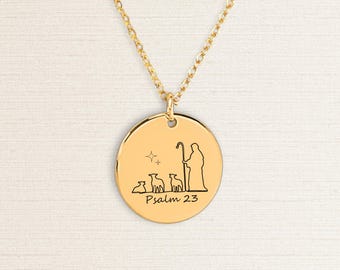 Psalm 23 Necklace: Engraved Christian Jewelry, Protection Bible Verse