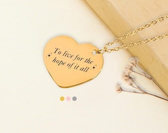 Hope Of It All Halskette, Taylors inspiriert Herz Anhänger, kundenspezifisches Schmuck Geschenk für sie, Weihnachtsgeschenk für Tochter, Geburtstagsgeschenk für Freund