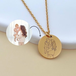 MeMeDIY Ciondolo Tondo Personalizzato Incisione Immagine Testo per Uomo Donna Collana con Pietra del Parto Collana in Acciaio Inossidabile Regolabile Amante Commemorativo Gioielli Regalo di Amicizia