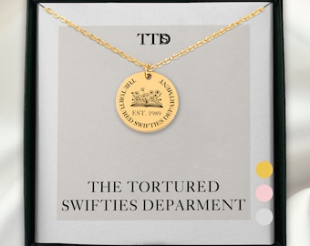 Collier du département des Swifties, bijoux gravés du département des poètes inspirés de Taylor, cadeau pour elle, cadeau d'anniversaire pour fille, pour ami