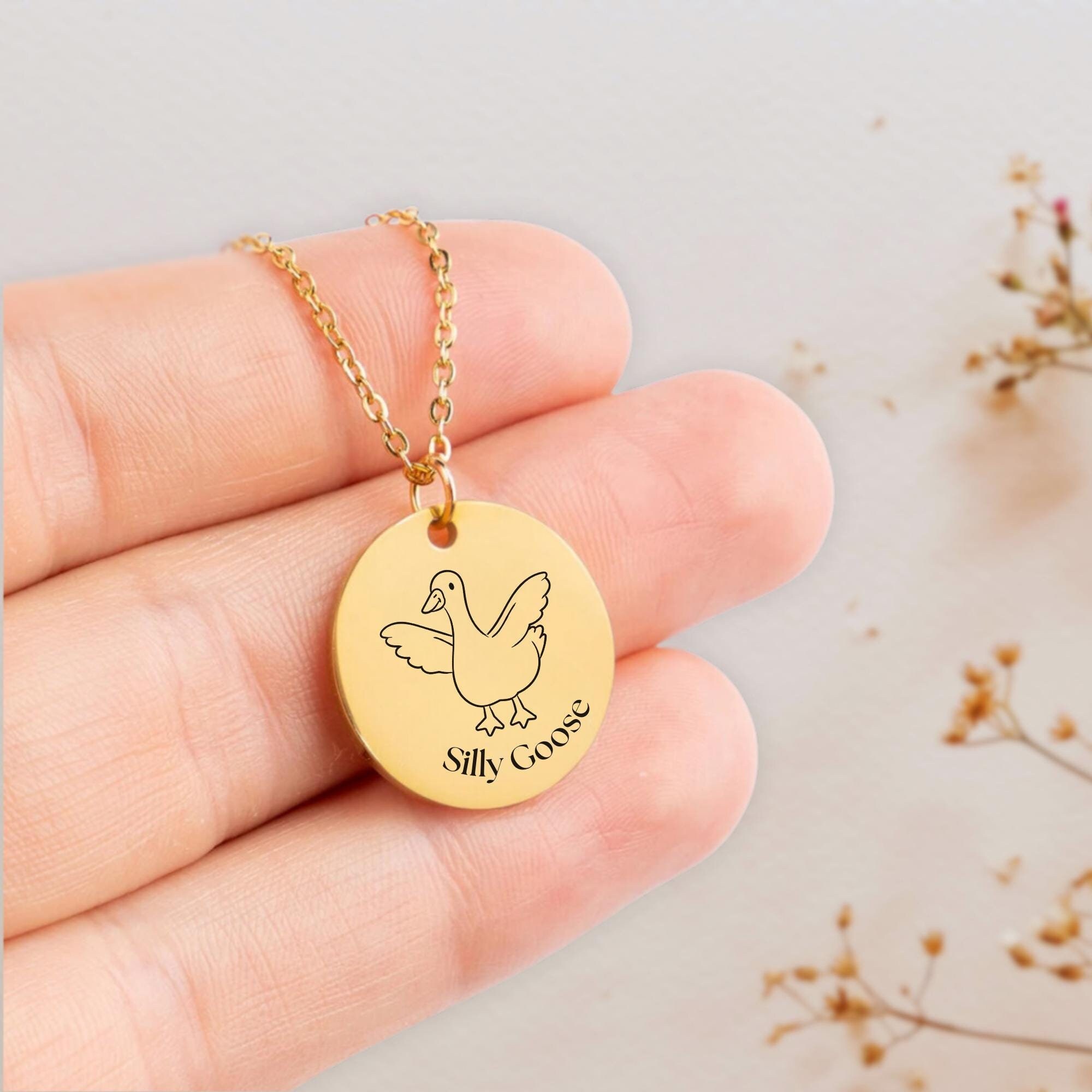 Goose Necklace, Custom Silly Goose Jewelry Gift for Her