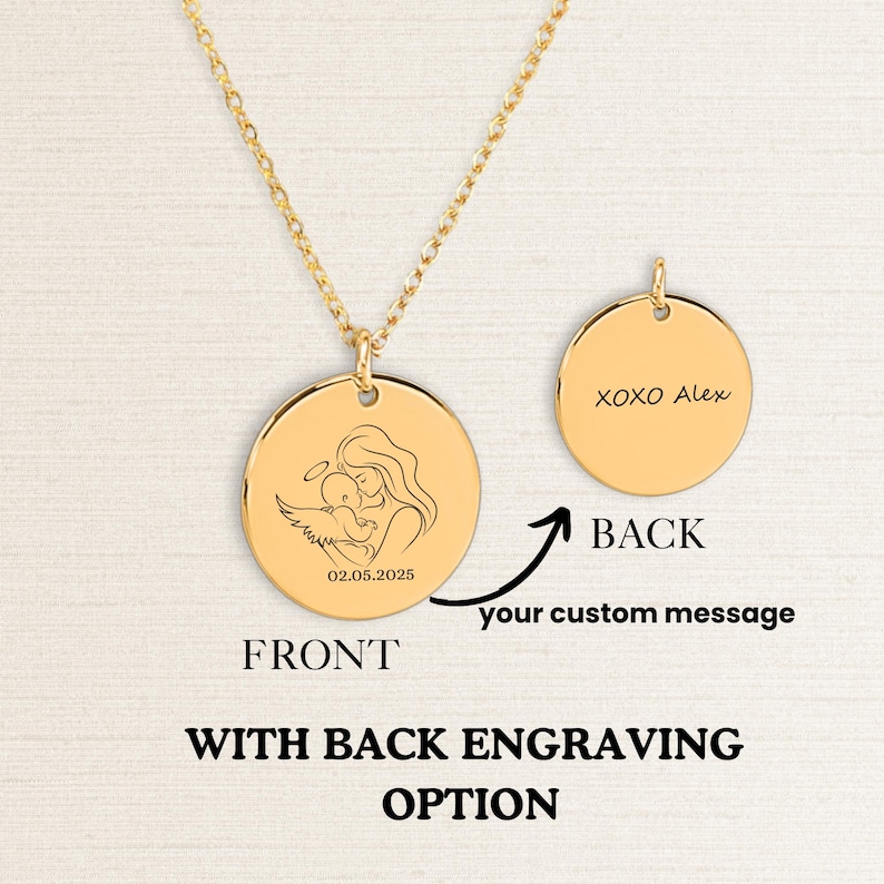You can add custom name or message on the back of the pendant
