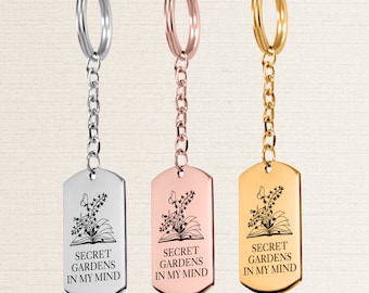 Secret Gardens In My Mind Keychain, Taylor's Inspired Accessories Gift For Her, Custom Engrave Key Tag Gift For Daughter, Gift For Friend
