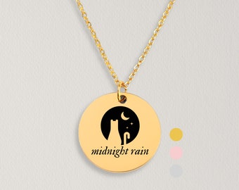 Midnight Rain Necklace, Taylor's Inspired Jewelry Gift For Her, Cat Engraved Necklace Gift For Daughter, Birthday Gift, Gift For Friend