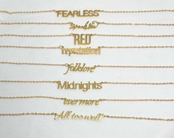 Taylor's Album Inspired Necklace, T.S Songs Necklace, Gold plated Stainless Steel Necklace Gift for Swifties