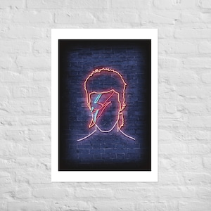 David Bowie Ziggy Stardust Neon Art Poster Print - Retro Music Icon Wall Decor -Vibrant Neon Glow Home Decor - Perfect Gift for Music Lovers