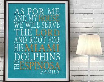 Miami Dolphins Personalized Family Art Print: Sports Home Decor