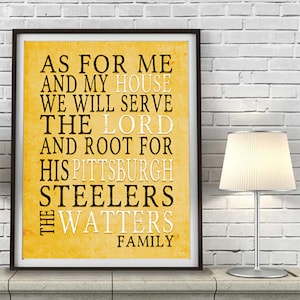 Personalized Pittsburgh Steelers Art Print: Family Sports Home Decor