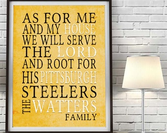 Personalized Pittsburgh Steelers Art Print: Family Sports Home Decor