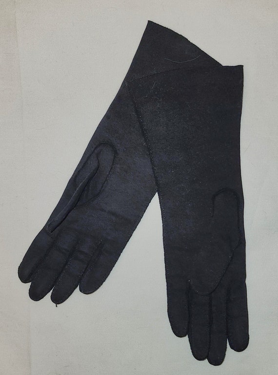 Vintage Beaded Gloves 1940s 50s Black Fabric Midl… - image 7