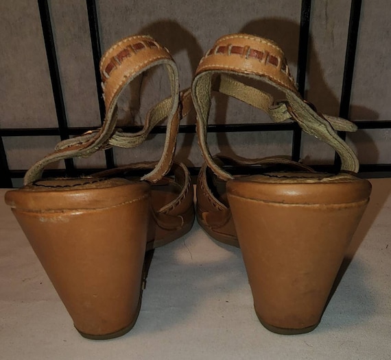 Vintage rockport sandals 1970s 80s tan leather we… - image 9