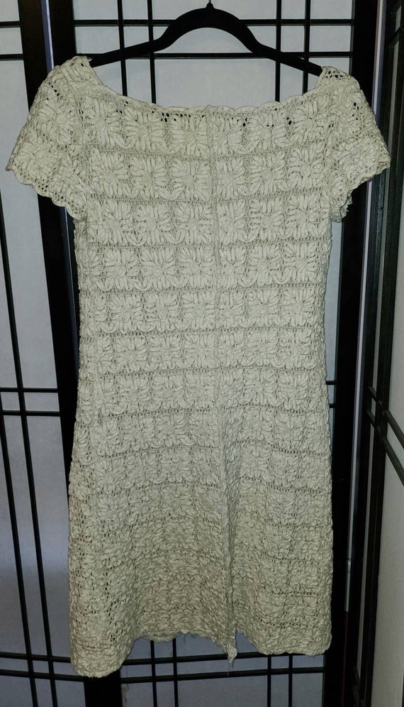 Vintage tape lace dress 1960s cream soutache mini… - image 10