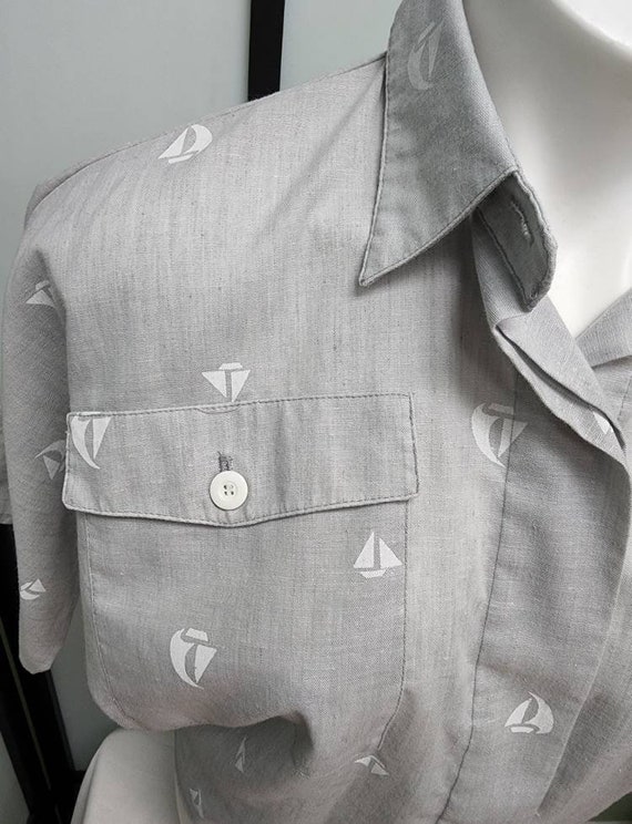 Vintage jantzen blouse 1950s 60s light gray cotto… - image 2