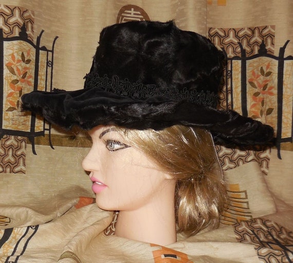 Sale vintage fur hat 1960s 70s edwardian style la… - image 3