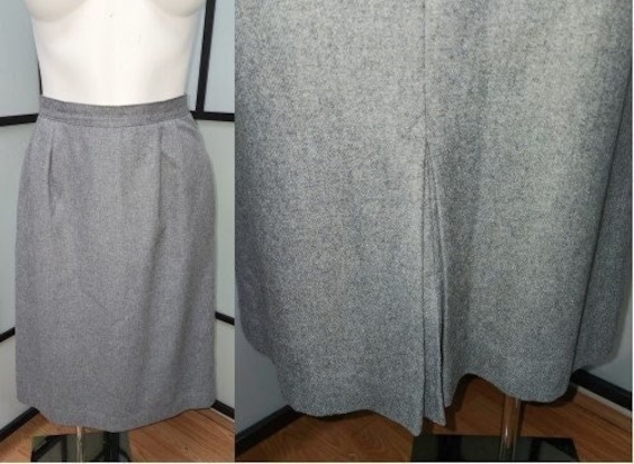 Vintage wool skirt 1970s classic gray wool 50s st… - image 1