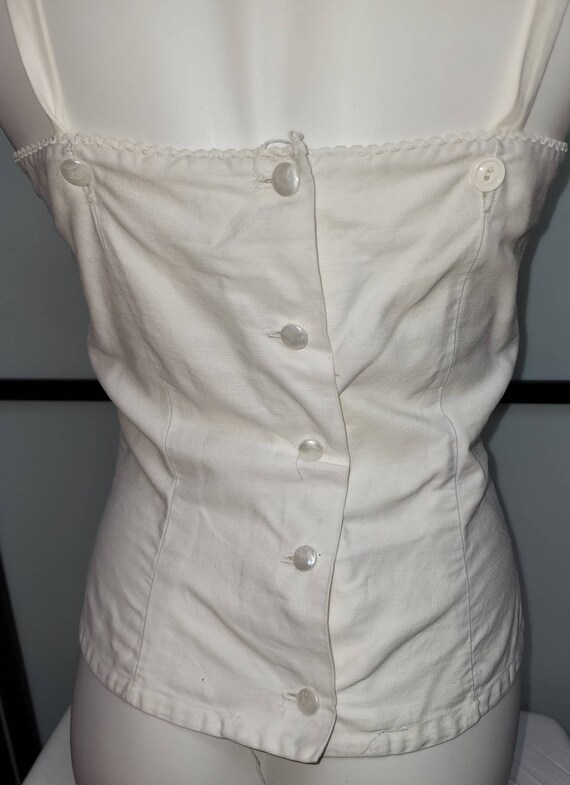 Sale vintage bustier top 1960s white cotton back … - image 7