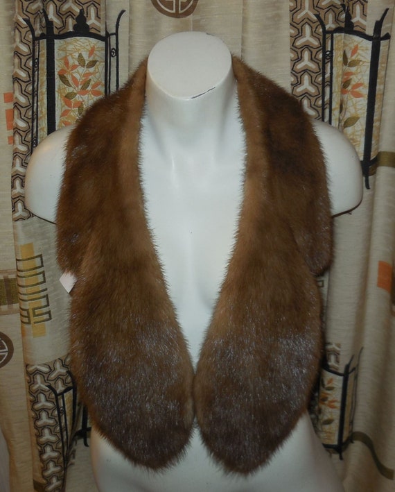 Vintage fur scarf 1950s 60s light brown mink fur … - image 3