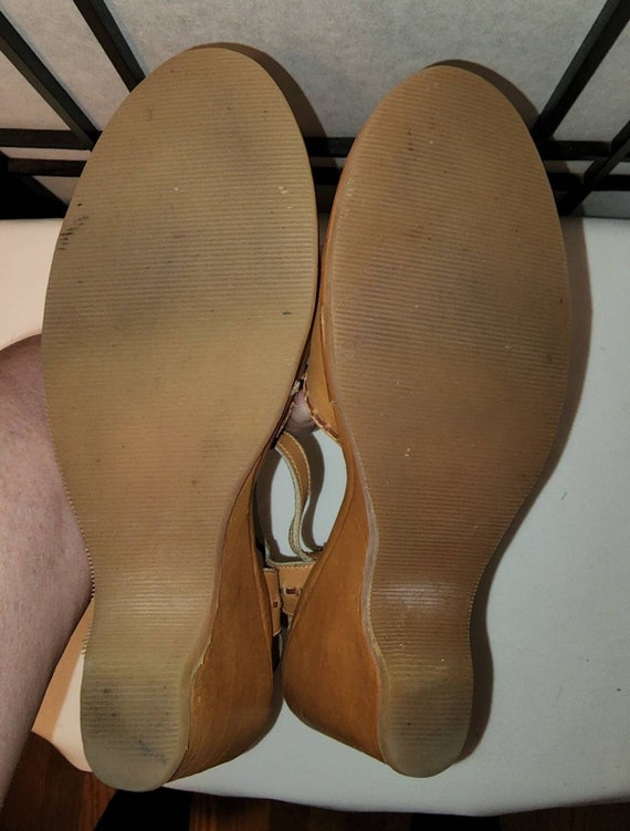 Vintage rockport sandals 1970s 80s tan leather we… - image 10