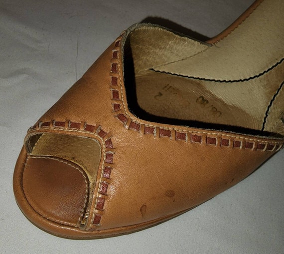 Vintage rockport sandals 1970s 80s tan leather we… - image 2