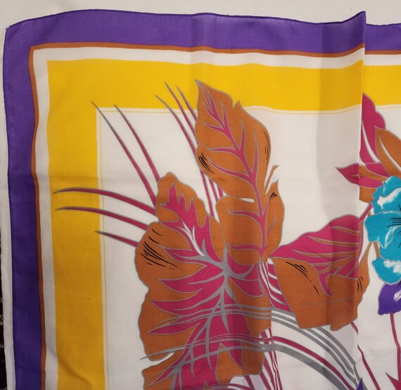 Vintage Floral Scarf 1980s Bright Abstract Floral… - image 7