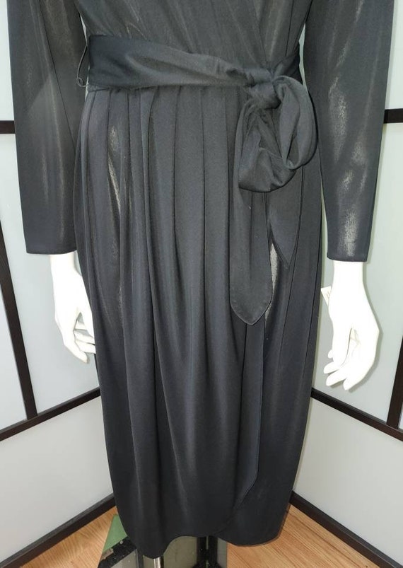 Vintage black dress 1970s thin semi sheer black n… - image 7