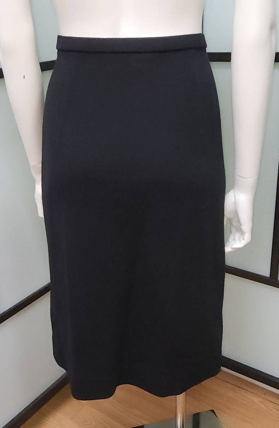 Vintage wool skirt 1950s 60s black wool knit penc… - image 7
