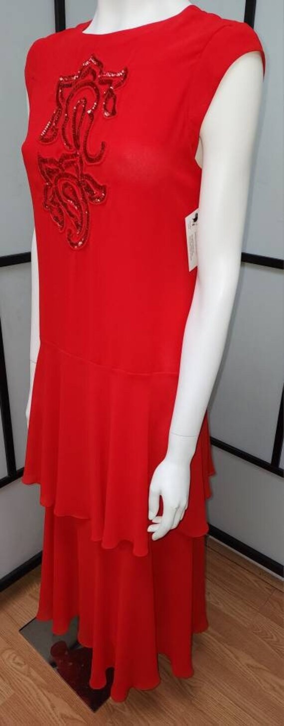 Vintage peplum dress bright red 1970s does 1930s … - image 4