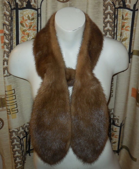 Vintage fur scarf 1950s 60s light brown mink fur … - image 7