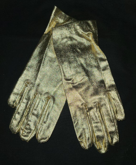 Vintage gold gloves 1960s gold metallic wrist glov