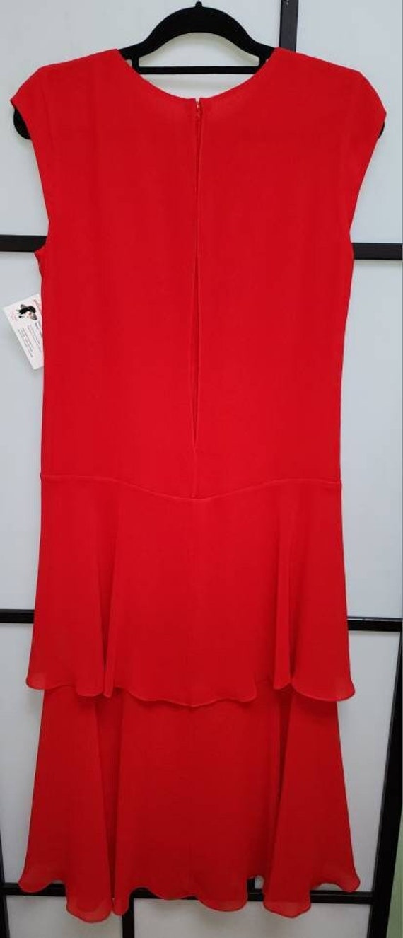 Vintage peplum dress bright red 1970s does 1930s … - image 9