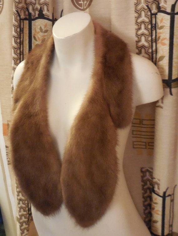 Vintage fur scarf 1950s 60s light brown mink fur … - image 2