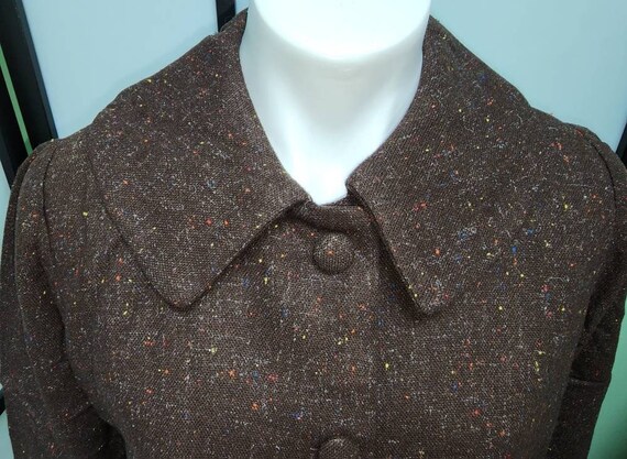 Vintage wool jacket 1950s thin brown wool fleck b… - image 3