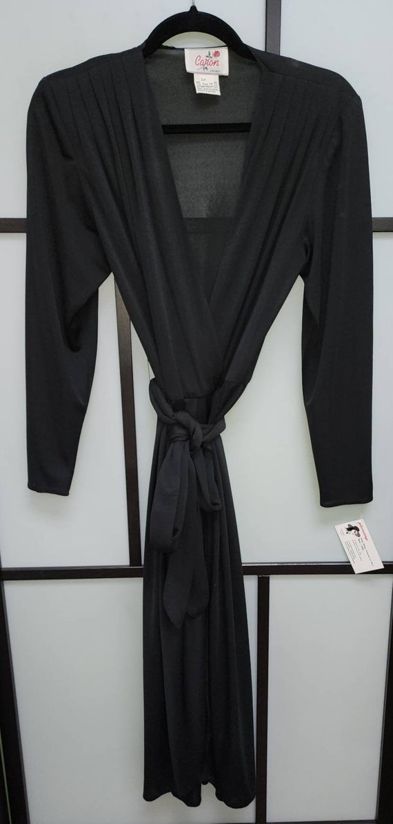 Vintage black dress 1970s thin semi sheer black n… - image 10