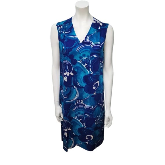 60’s Blue Flower Hawaiian Sleeveless Dress