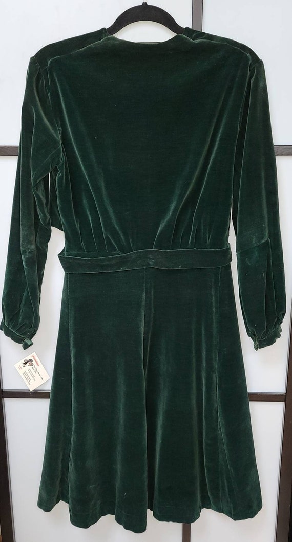 Vintage 1930s dress green velvet dress cream lace… - image 9