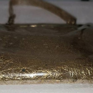 Sale vintage 1950s purse small clear vinyl gold tinsel chunky glitter top handle purse rockabilly image 10