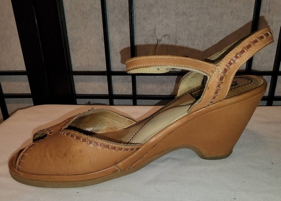 Vintage rockport sandals 1970s 80s tan leather we… - image 5